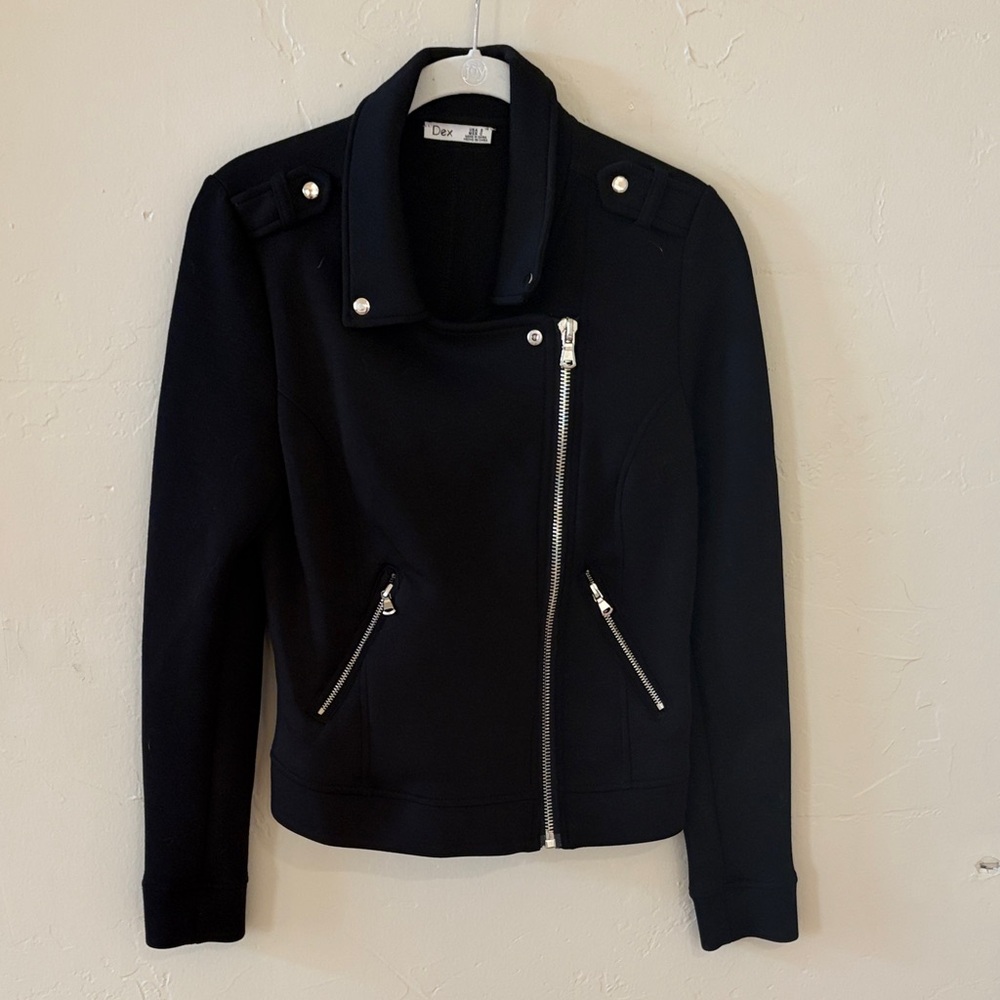 Dex Black Jacket with Asymmetrical Zipper Size S